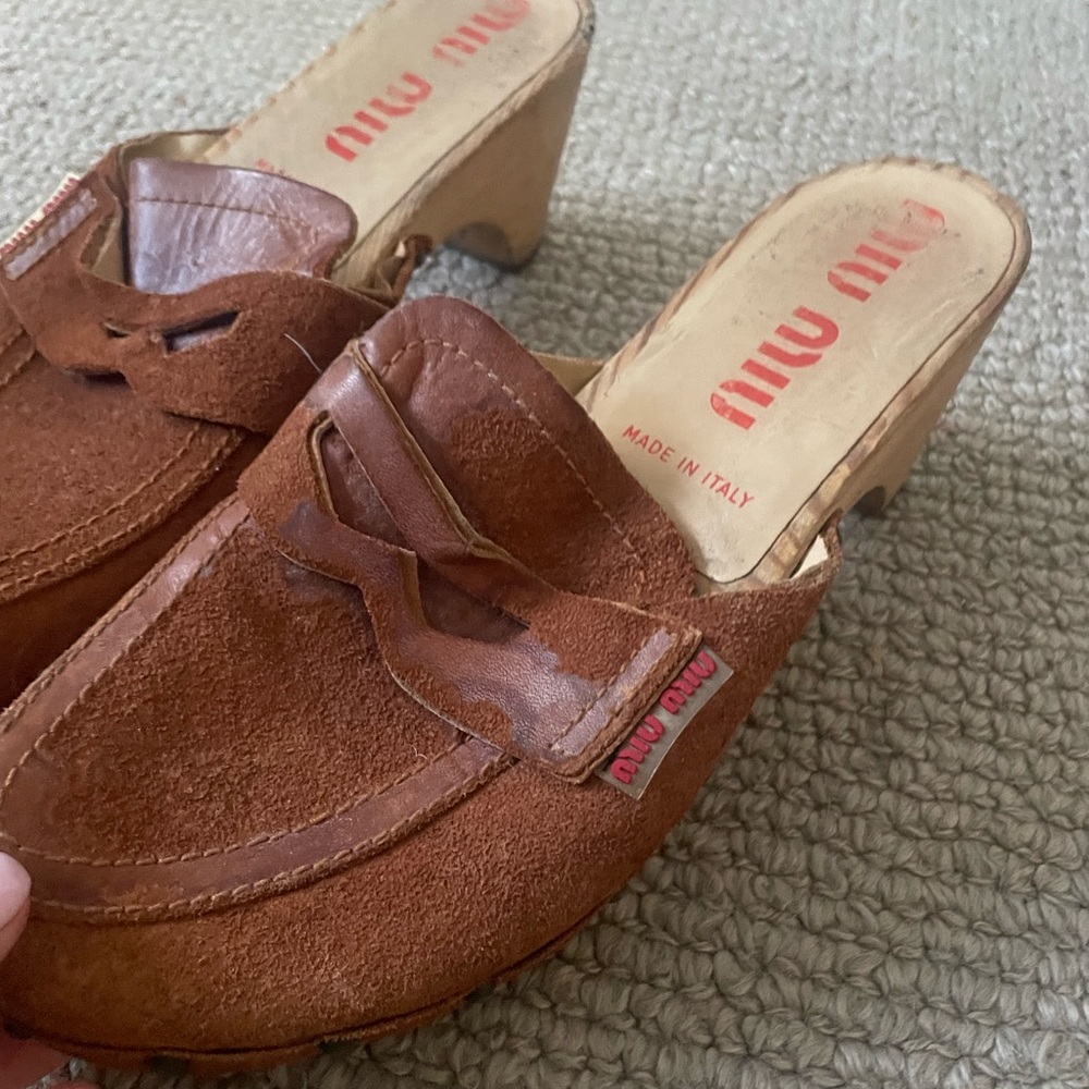 Miu Miu Tan Suede Women's Clogs